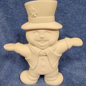 Bisque Turnabout Snowman, Ready to Paint or Glaze
